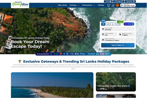 Sri Lanka Holiday Vibes - Website Development